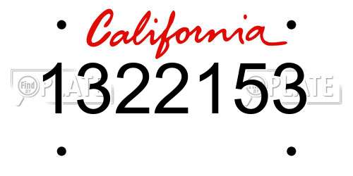 1322153 California License Plate