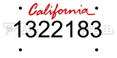 1322183 California License Plate
