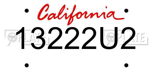 13222U2 California License Plate