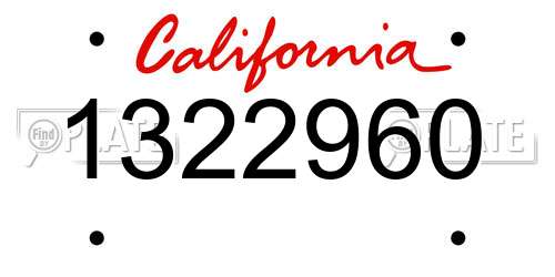 1322960 California License Plate