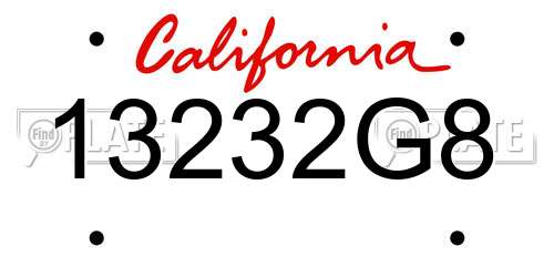 13232G8 California License Plate