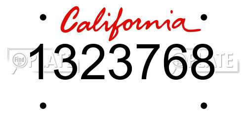1323768 California License Plate