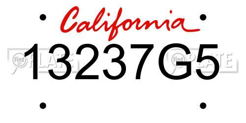 13237G5 California License Plate