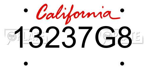 13237G8 California License Plate