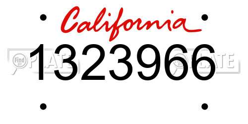 1323966 California License Plate