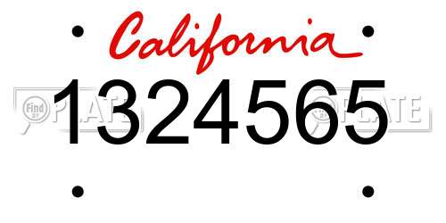 1324565 California License Plate