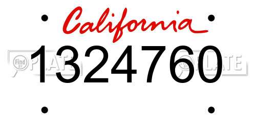 1324760 California License Plate