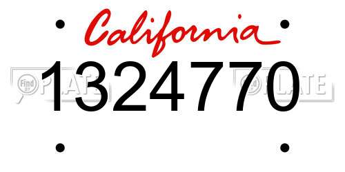 1324770 California License Plate