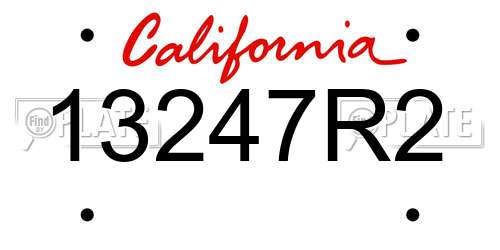 13247R2 California License Plate