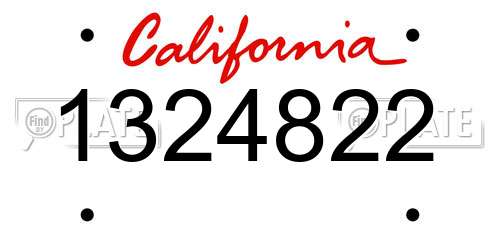 1324822 California License Plate