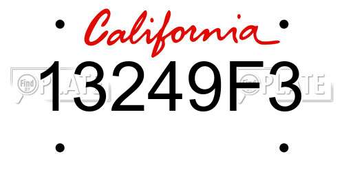13249F3 California License Plate