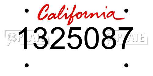 1325087 California License Plate