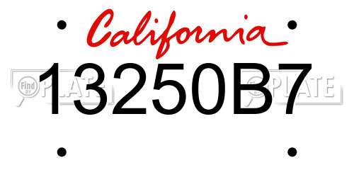 13250B7 California License Plate