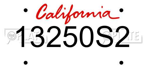 13250S2 California License Plate