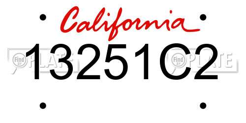 13251C2 California License Plate