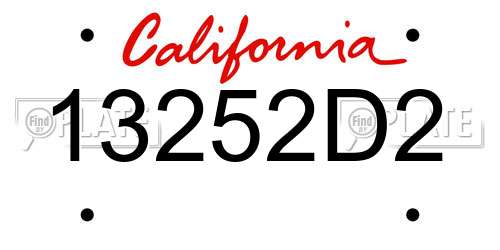 13252D2 California License Plate