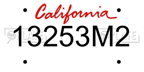 13253M2 California License Plate
