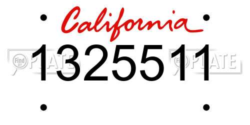 1325511 California License Plate