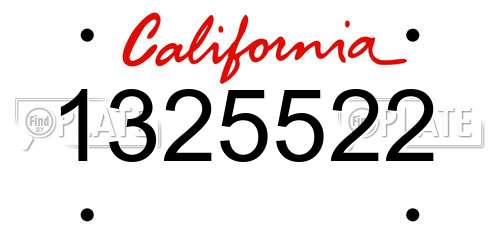 1325522 California License Plate