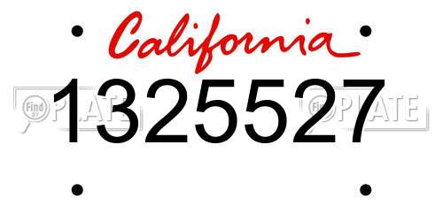 1325527 California License Plate