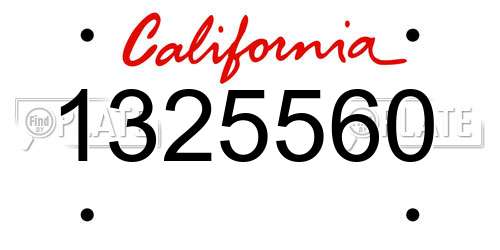1325560 California License Plate