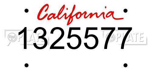 1325577 California License Plate
