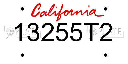 13255T2 California License Plate