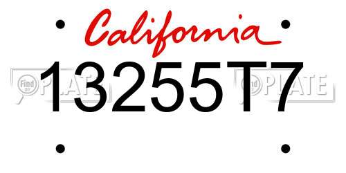13255T7 California License Plate
