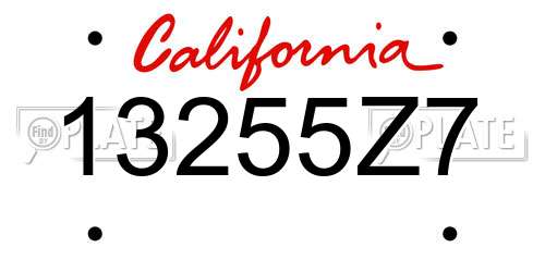 13255Z7 California License Plate