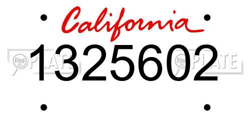 1325602 California License Plate