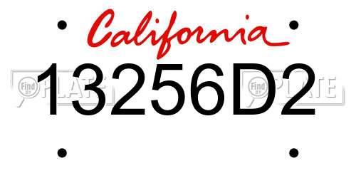13256D2 California License Plate