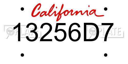 13256D7 California License Plate