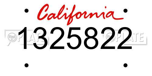 1325822 California License Plate