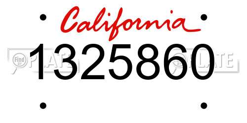 1325860 California License Plate