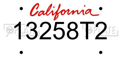 13258T2 California License Plate