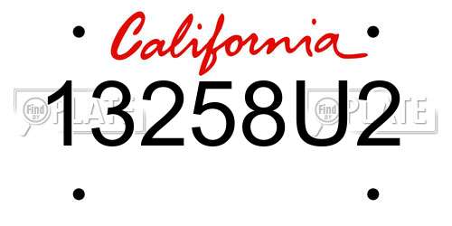 13258U2 California License Plate