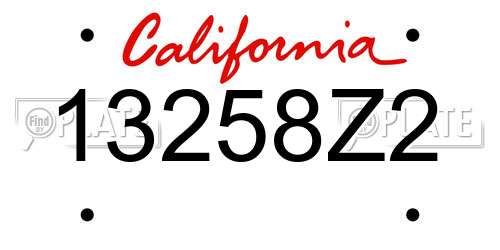 13258Z2 California License Plate