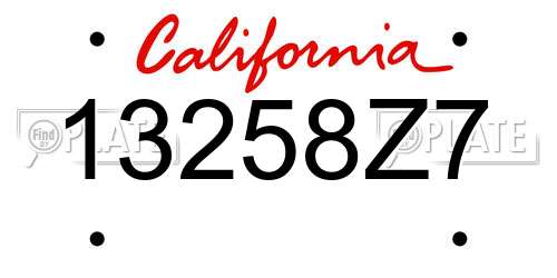13258Z7 California License Plate