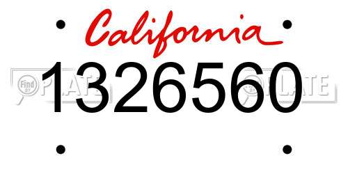 1326560 California License Plate