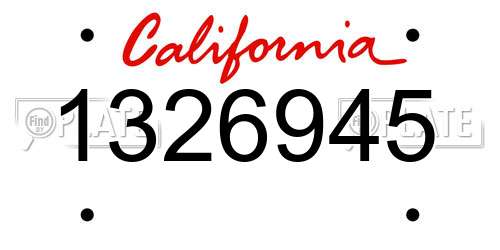1326945 California License Plate