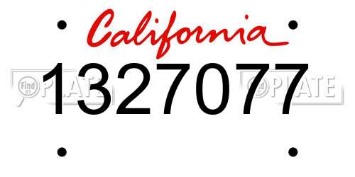 1327077 California License Plate
