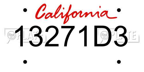13271D3 California License Plate