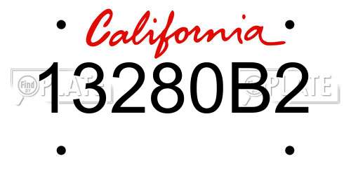13280B2 California License Plate