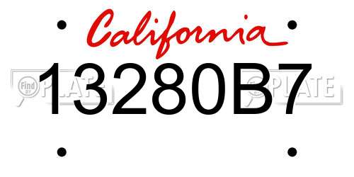 13280B7 California License Plate