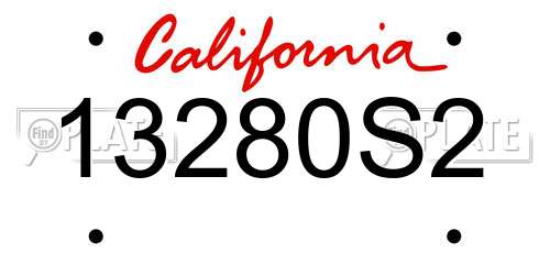 13280S2 California License Plate