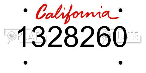 1328260 California License Plate