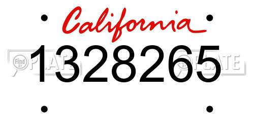 1328265 California License Plate