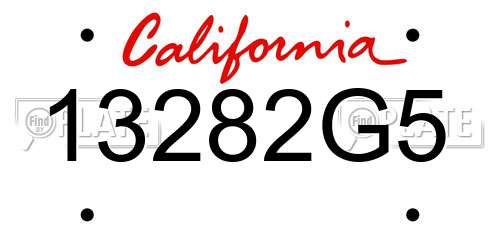 13282G5 California License Plate