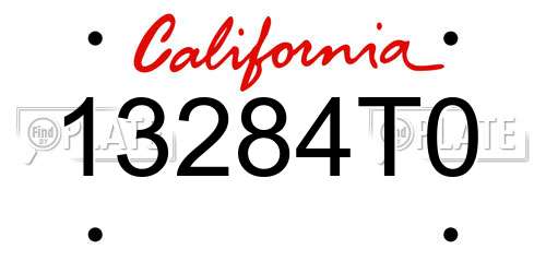 13284T0 California License Plate