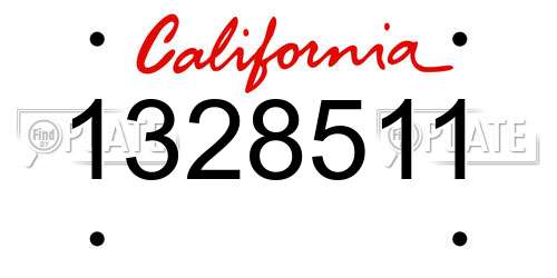 1328511 California License Plate